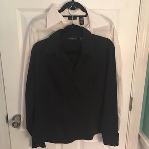 NY and Co button down blouse bundle- black& white